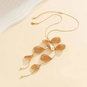 Floral Petals Lariat Tassel Necklace