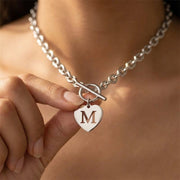 Paperclip Heart Letter Initial Choker Necklace
