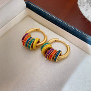 Gold Accented Colorful Circles Necklace and Earrings
