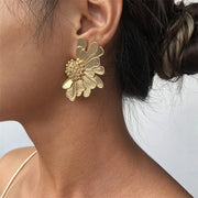 Half Flower Enamel Earrings