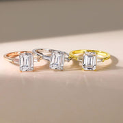 Emerald Cut Diamond Accented Ring