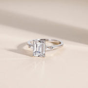 Emerald Cut Diamond Accented Ring