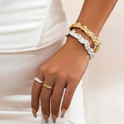 Irregular Crumbled Textured Bangle Bracelet