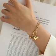 Layered Chain and Paperclip Heart Bracelet