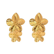 Layered Hibiscus Flower Floral Earrings