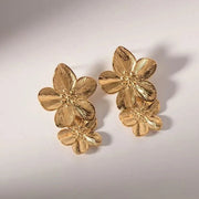 Layered Hibiscus Flower Floral Earrings