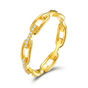 14k Diamond Accented Chain Ring