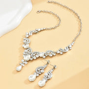 Rounded Diamond Glammer Necklace and Earrings Set