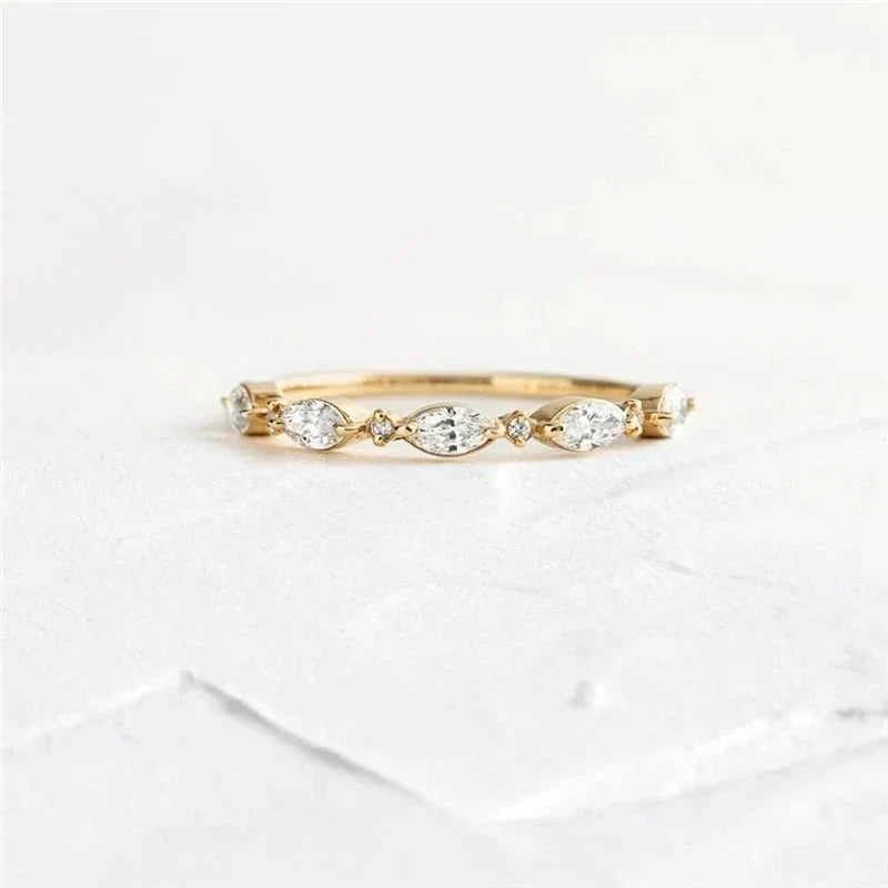 S925 Thin Dainty Oval Diamond Ring