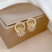Shimmering Floral Diamond Necklace and Earrings