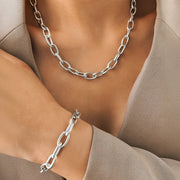 Simple Paperclip Necklace & Bracelet Set