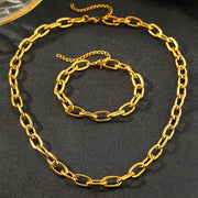 Simple Paperclip Necklace & Bracelet Set