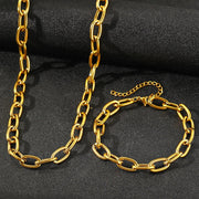 Simple Paperclip Necklace & Bracelet Set